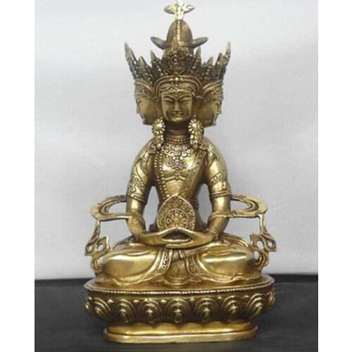 Buddhist bronze VAIROCANA, Herr der Mitte 4 face buddha statue metal handicraft