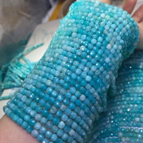 Loose beads Gradient color green Amazonite Square Faceted 4mm for DIY jewelry making loose beads FPPJ wholesale nature