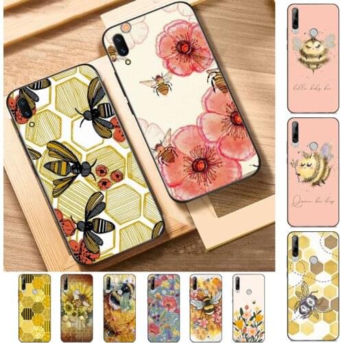 Bee Art Print cute cartoon floral Phone Case for Huawei Y 6 9 7 5 8s prime 2019 2018 enjoy 7 plus