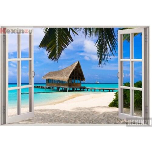 Kexinzu Full Square/Round 5D Diy Diamond Painting Cross Stitch "Window Scenery " Diamond 3D Embroidery Mosaic Family Decoration