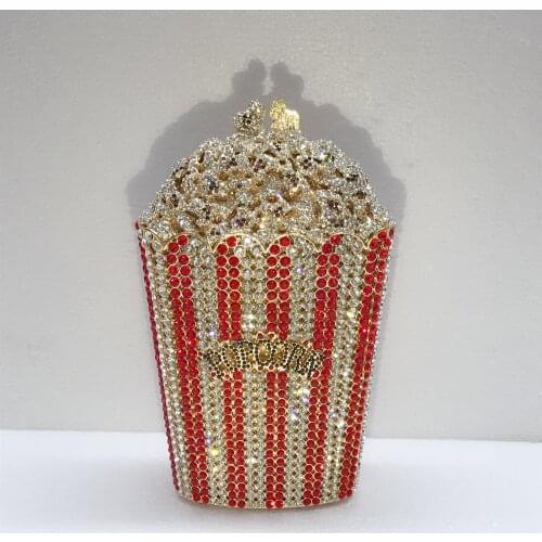 French fries Women blue Crystal diamond Clutch purse Evening Bag Bridal Wedding Party Dinner Diamond Minaudiere Handbag Purses