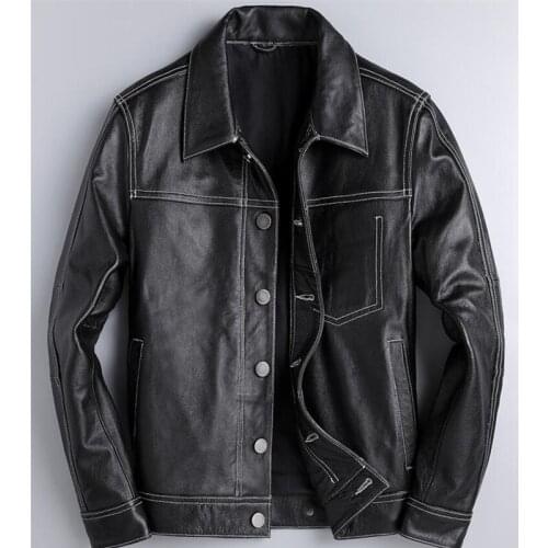 Genuine Leather Jacket Men Cow Leather Mens Leather Jacket Motorcycle Real Leather Jacket Men Jaqueta De Couro 1807 YY1019