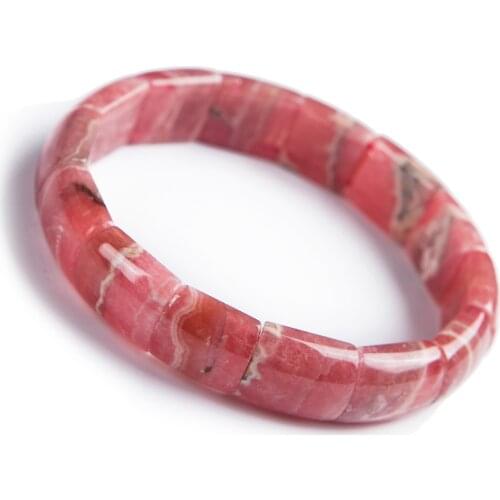 High Quality Natural Red Rose Rhodochrosite Gemstone Rectangle Beads Women Men Bracelet 13x6mm Healing Bangle Lady AAAAA
