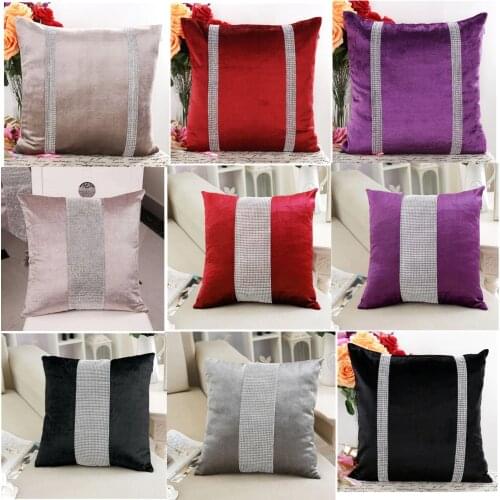 45X45cm Luxury Velvet Fabric Diamond Pillow Cover Rhinestone Pillowcases Pillow Decorative Throw Pillow Case
