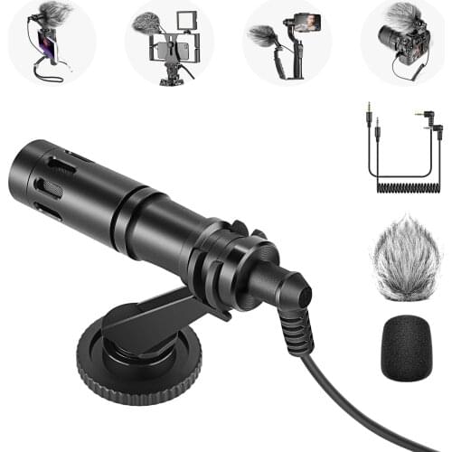 Neewer CM14 Microphone for Phone, Mini On-Camera Video Microphone with Mic Mount For iPhone/Android Phone/DSLR Camera/Camcorder