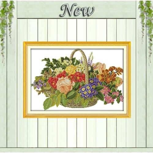 NEW!! The basket of flowers,Pattern printed on canvas DMC 11CT 14CT Cross Stitch kits,needlework Set embroidery.Beautiful Flower