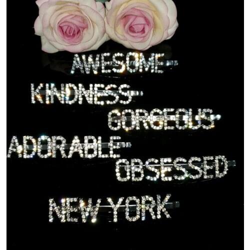 Original Handmade Word Hairclips "AWESOME,KINDNESS,GORGEOUS,OBSESSED,ADORABLE,NEW YORK" Letters Hair Pins Accessories WHOLESALE