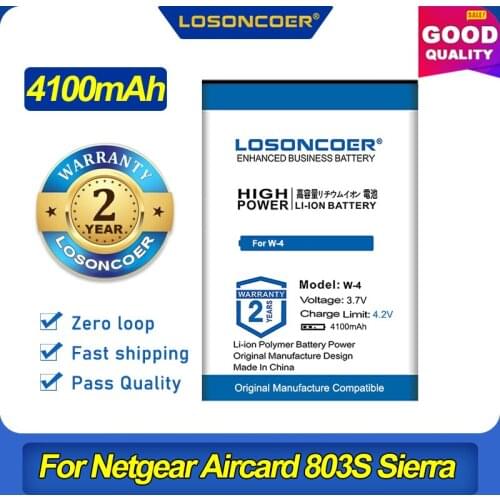 Original LOSONCOER 4100mAh W-4 Battery For Netgear Aircard 803S Sierra 1202395 Wireless Router Aircard Li-Ion Lithium Battery