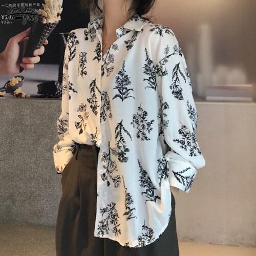 Autumn 2021 Fashion New Casual Long Sleeves Retro Slim Loose Single Breasted Fresh Blouse All-Match Print Free Shirts Tops 15679
