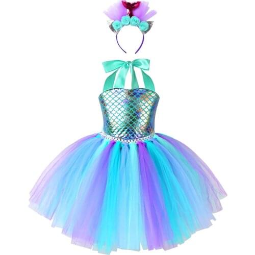 New Kids Girls Cosplay Carnival Party Dress Prom Vestidos Toddlers Mermaid Costumes Dresses Kids Princess Prom Roleplay Dresses