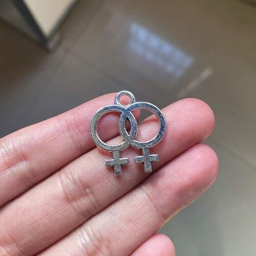 24pcs/lot Double Venus Symbol Charm Female Lesbian Symbol Stainless Steel pendant DIY Jewelry Making Accessories Wholesale