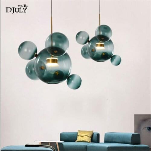 Postmodern designer Gradient color glass chandelier lighting for dining room stairs living room molecular light led luminaire