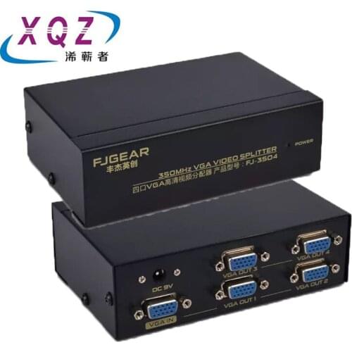 VGA splitter 4 Port VGA video splitter 350MHZ 15HDF high definition 1920 * 1440 power supply VGA 1 in 4 out dispaly