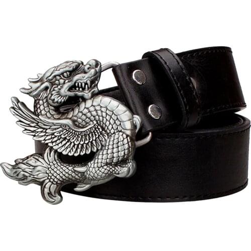 Fashion mens belt Retro metal fly dragon totem punk rock style Dragon pattern belt cool Hip Hop Dress Up waistband women