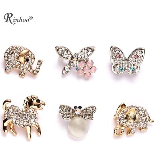 RINHOO Cartoon Brooch Pins Butterfly Elephant Honeybee Rhinestones Collar Scarf Pins Badge Brooch for Women Girls Clothing Bag