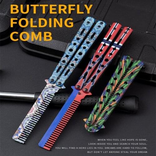 440Steel Color Butterfly Training KNIFE Folding Knife Outdoor Party Handsome Finger Movement Cepillo Pelo No Blade Exercise Comb