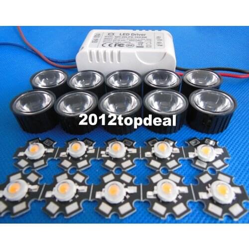 10X 3W Plant Grow Full Spectrum 380-840nm High Power LED + 10pcs lens + 1pcs 6-10x3w driver