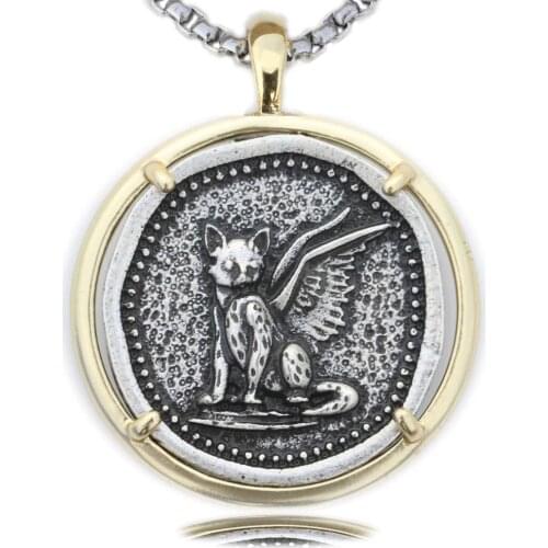 Tkuamigo Cat Necklace Unique Metal Angels Flying Moon Cats Pendant Memorial Pet Loss Jewelry A324