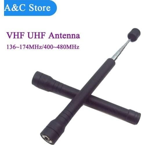 UV telescopic antenna 143-170MHz 400-480MHz antenna SMA Male connector for walkie talkie robber dual band antenna