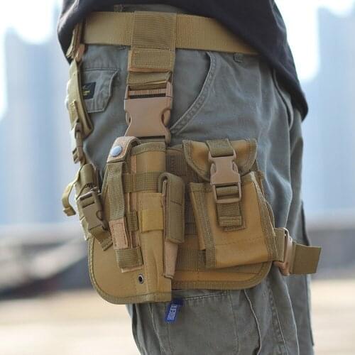 Universal Adjustable Military Army Tactical Drop Leg Thigh Pistol Gun Holster Platform Panel MOLLE Pouches Hunting Bag X232A