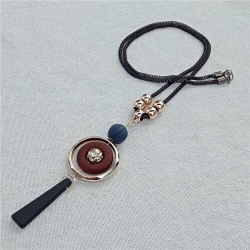 Vintage Long Necklace 2018 new double round ball silicone geometric design woman sweater necklace femme kolye