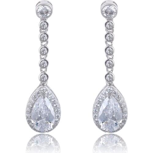High Quality Stone Top Crystal Fashion Dangle Earrings Silver Color Earrigns For Wedding,Earrings For Woman GLE2830
