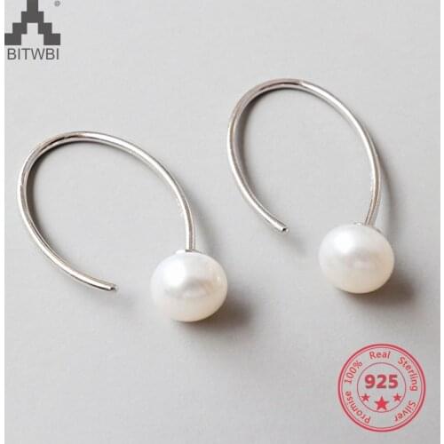 925 Sterling Silver Stud Earring Fashion Simple Natural Freshwater Pearl Earrings Women Jewelry