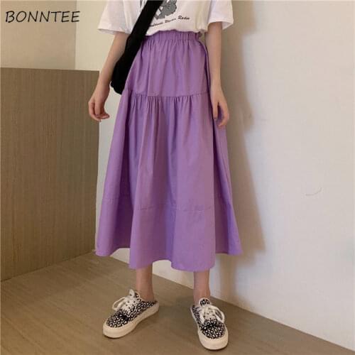 Skirts Women Korean Style Spring Pure Color Streetwear Female Daily Chic Bottom Design Minimalist Cozy Casual Students All-match