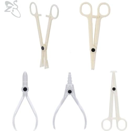 ZS Professional Acrylic Disponsable Body Piercing Tool Kits Plier Clamp Ear Helix Navel Nose Tongue Lip Piercing Forcep Tool Kit