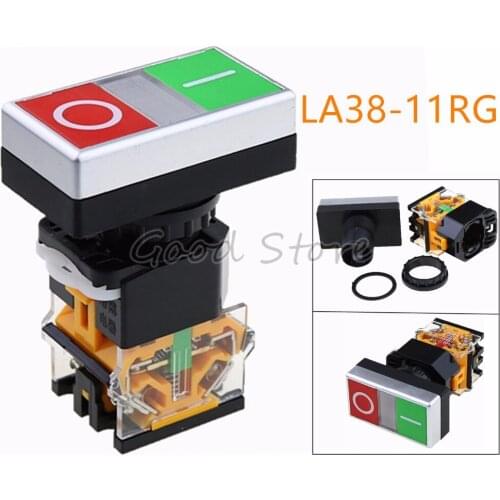 1PCS LA38-11DRG LA38-11RG 22mm Automatic Reset Button Push Button Switch With Double Button