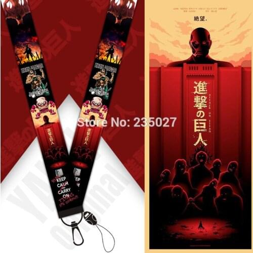 10 pcs/lot Anime Attack on Titan phone lanyard straps Eren Jaeger key rope keyring strap toy gift