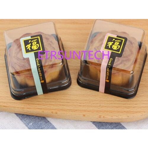 1000sets Plastic Cake Box Single Individual Cake Boxes Golden or Black Bottom Mooncake Pvc Boxes Food Gift Packaging
