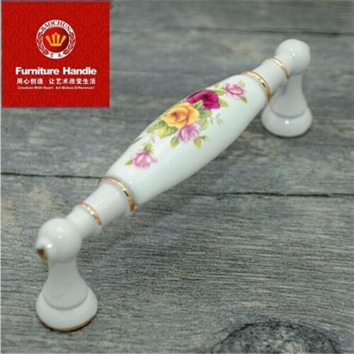 160mm modern fashion ivory white furniture handle rose creamic kitchen cabinet wardrobe door handle white gold dresser pull 6.3"