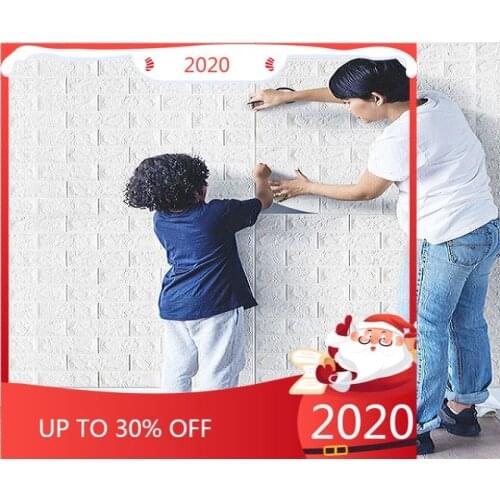 3D PE Foam Wall Stickers White Brick Waterproof DIY Home Room Decor For TV Walls Sofa Background Wall Decor 70x77cm