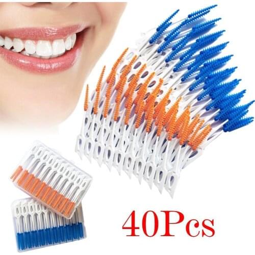 40 pcs/box) Transparent boxed massage interdental Soft brush interdental interdental Elastic gum brush massage brush F8L2