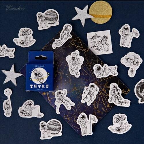 45 Pcs/Box Vintage Interplanetary astronaut decoration paper sticker package DIY diary decoration sticker album scrapbooking
