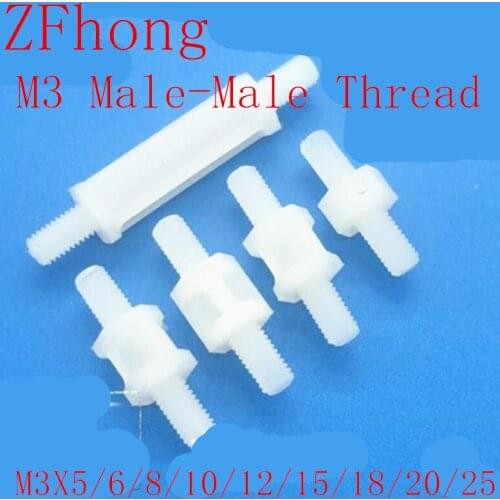 500PCS M3x5/6/8/10/12/15/18/20/25 Male To Male Thread Spacing Screw For PCB Board Fixed Nylon Standoff Spacer Pillar