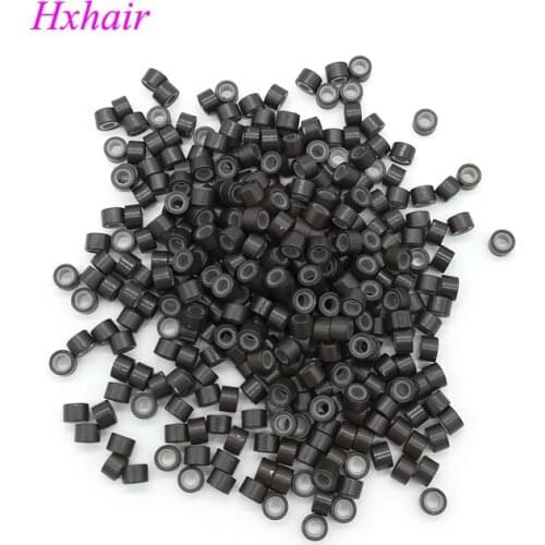 Freeshipping - 20000pcs 4.5mm With Silicone Micro Aluminium Rings / Links Beads / Black D-Brown Brown L-Brown D-Blonde Blonde