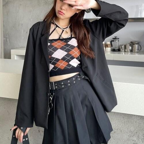 Black Grey Autumn Winter Ladies Blazer Long Sleeves Jacket Casual Loose Cardigan Chaqueta Beige De Mujer