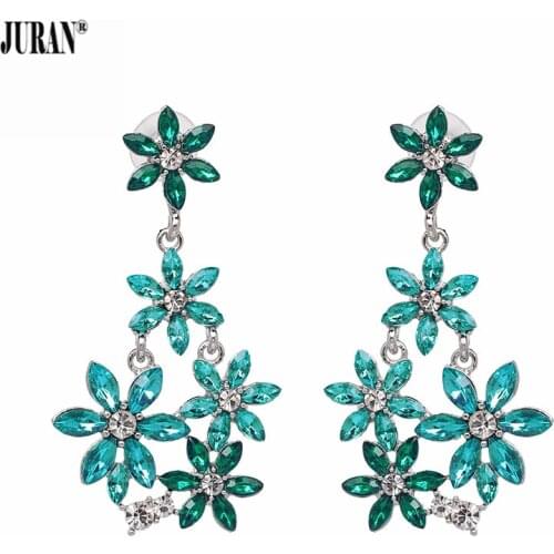 JURAN Brand Wedding Bridal Statement Crystal Earrings Women Hot Design Charm Shiny Drop Dangle Earrings Jewelry Femme Bijoux