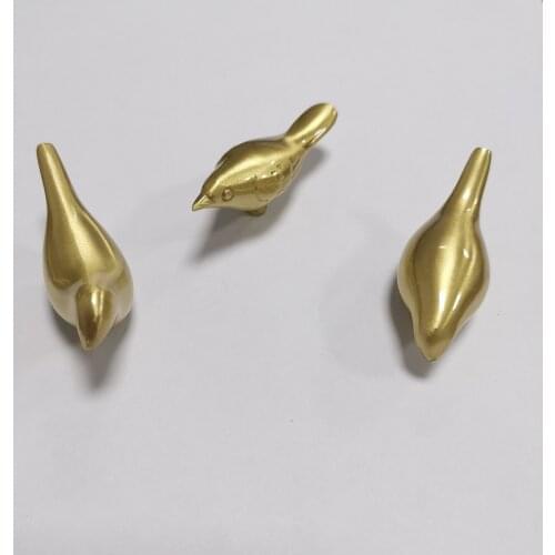 Retro Solid Brass Handles Golden Little Bird Drawer Cupboard Cabinet Door Wardrobe Knob Handmade Furniture Pulls Diy