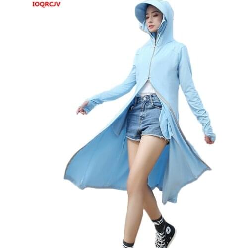 Summer Sun Pprotection Clothing Womens New long-sleeved Hooded Cardigan Sunscreen Ladies Long Zipper Thin Windbreaker W1888