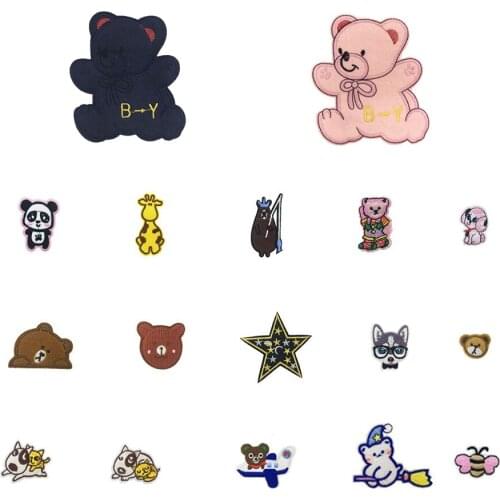 High Quality Hot Melt Adhesive Cartoon Cute Bear Patch DIY Embroidery Clothes Ironing Clothing Badge Applique Accessories