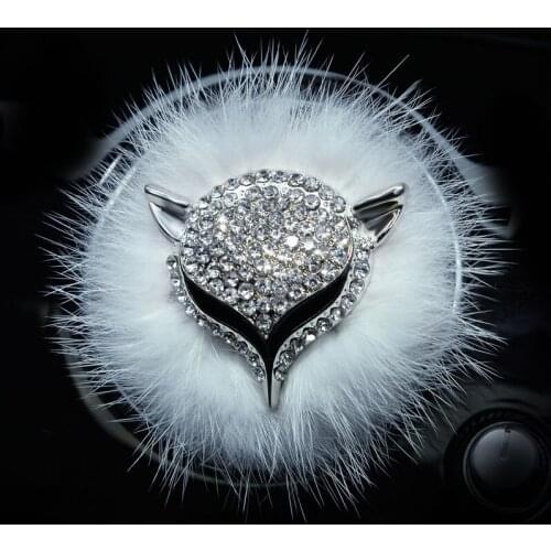 Cute plush Fox head cartoon Diamond crystal Car Ornaments goddess Gift car Air Outlet Fragrant Perfume car Freshener Diffuser