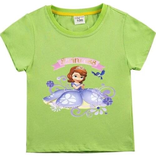 Fashion Disney Princess Sofia Girls T-shirt Childrens Short Sleeve Tee Baby Kids Cotton Tops Clothes For 0-10 Years