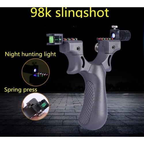Powerful Outerdoor Hunting Slingshot with Rubber Band Led Leather Catapult Professional Tactical Plastic Pocket Sling Shot Ball