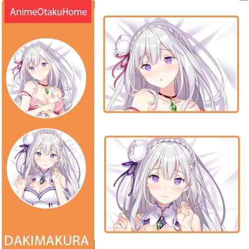 Anime Re:Life in a different world from zero Emilia Throw Pillow Cover Hugging Pillowcase Otaku Bedding Dakimakura Pillow Case