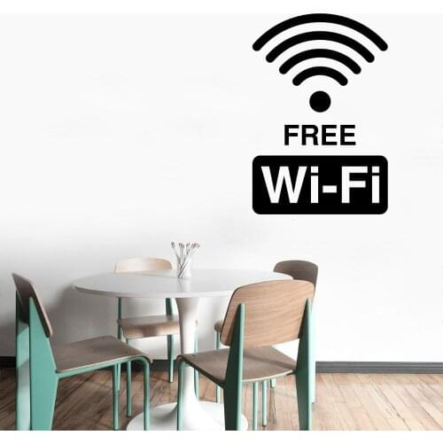 New Free Wifi Minimalist Wall Art Decal Signage Sticker Home Living Room Decoration Removable A002221
