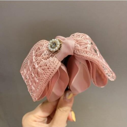 Women New Sweet Day Big Bow Hollow Banana Clip Vertical Clip Ponytail Hairpins