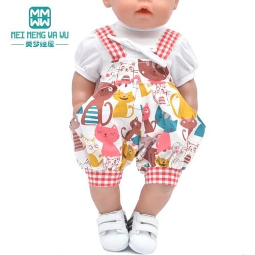 Baby Doll Clothes For 43-45cm Toy New Born Doll and American Doll Fashion cartoon suspender pants fur collar coat
